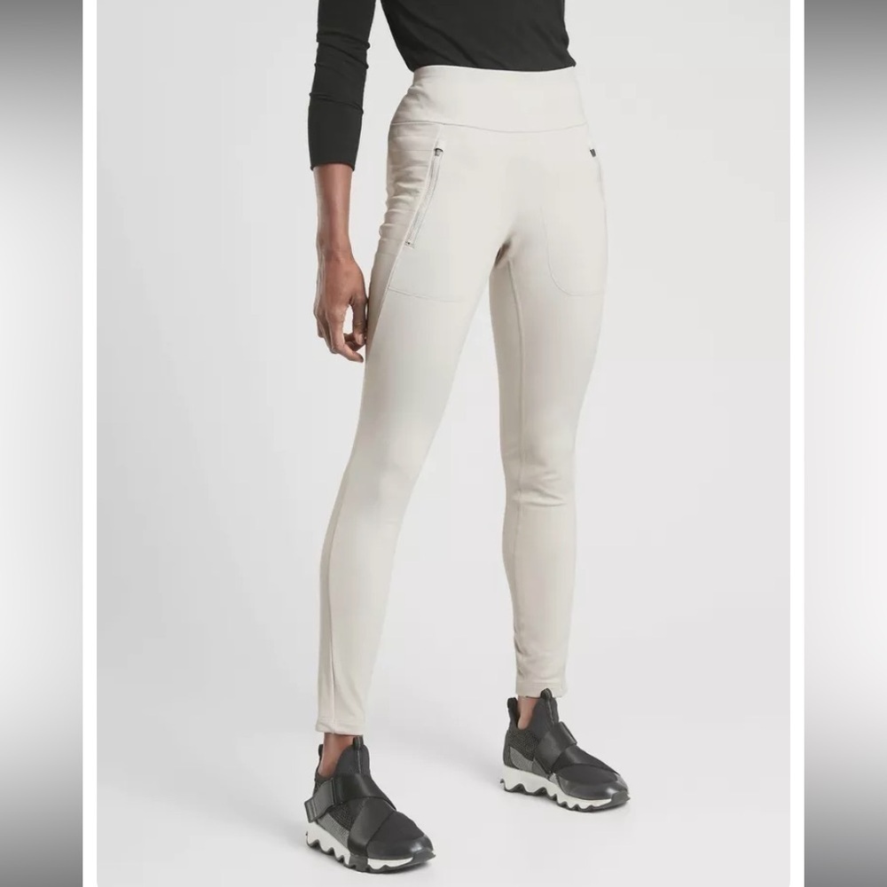 ATHLETA PEAK HYBRID FLEECE TIGHT WITH QUILTED PANELING SUPER SOFT ATHLETIC WEAR